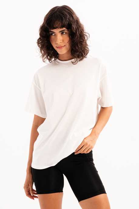 JUSTEVER Damen-T-Shirt aus 100 % Baumwolle, Oversize-Passform, Rundhalsausschnitt, Ecru - Halo - Image 1