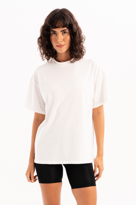 JUSTEVER Damen-T-Shirt aus 100 % Baumwolle, Oversize-Passform, Rundhalsausschnitt, Ecru - Halo - Image 2