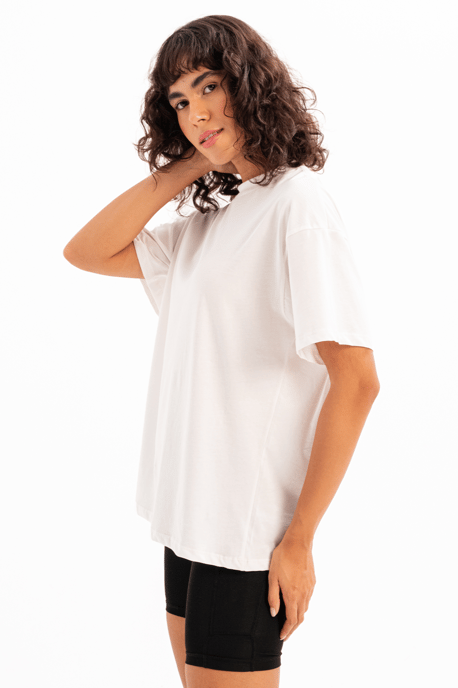 JUSTEVER Damen-T-Shirt aus 100 % Baumwolle, Oversize-Passform, Rundhalsausschnitt, Ecru - Halo - Image 3