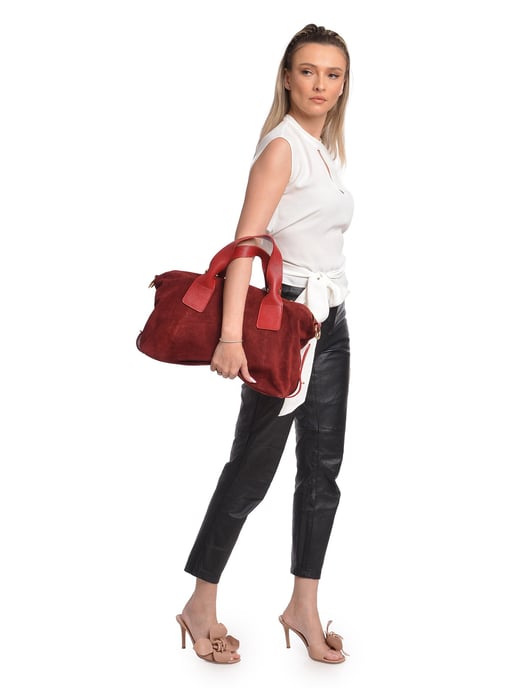 Anna Luchini Rot Rindsledertasche - Image 5