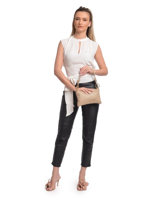 Anna Luchini Beige Rindsledertasche - Image 5