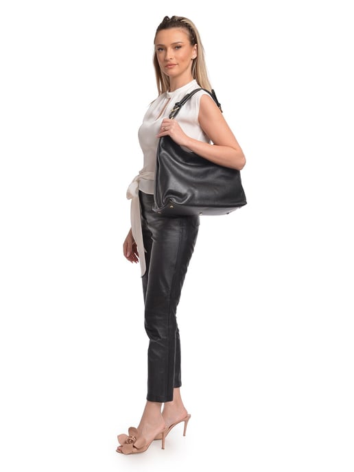 Anna Luchini Schwarz Rindsledertasche - Image 5