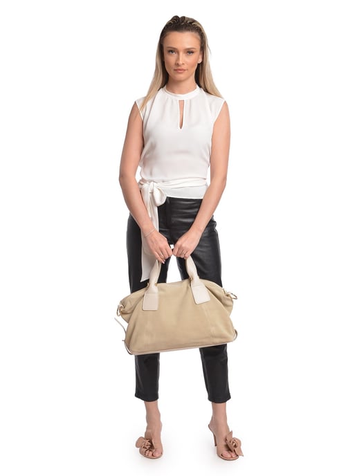 Anna Luchini Beige Rindsledertasche - Image 5