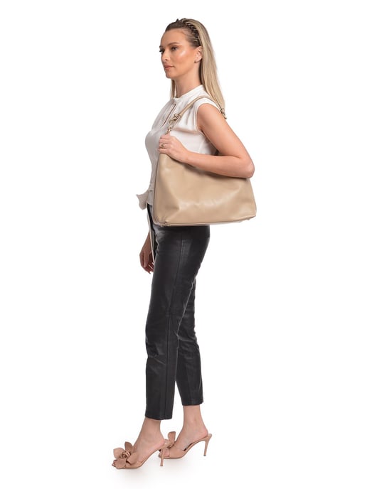 Anna Luchini Beige Rindsledertasche - Image 5