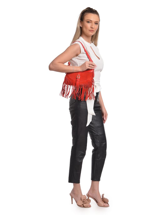 Anna Luchini Rot Rindsledertasche - Image 5