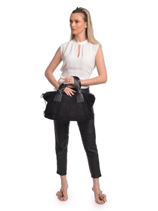 Anna Luchini Schwarz Rindsledertasche - Image 5
