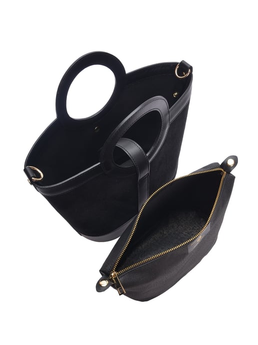 Anna Luchini Schwarz Rindsledertasche - Image 4