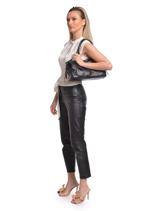 Anna Luchini Schwarz Rindsledertasche - Image 5