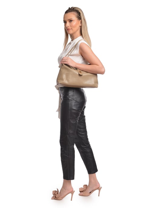 Anna Luchini Beige Rindsledertasche - Image 5