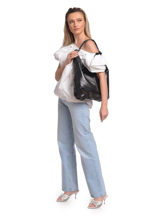 Anna Luchini Schwarz Rindsledertasche - Image 5