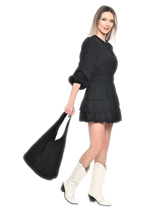Anna Luchini Schwarz Rindsledertasche - Image 5