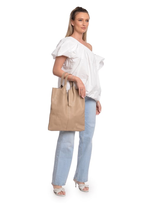 Anna Luchini Beige Rindsledertasche - Image 5