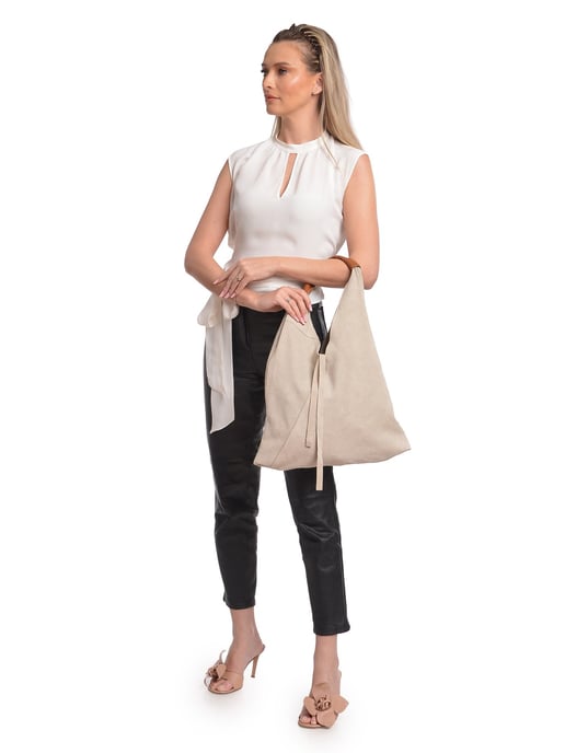 Anna Luchini Beige Rindsledertasche - Image 5