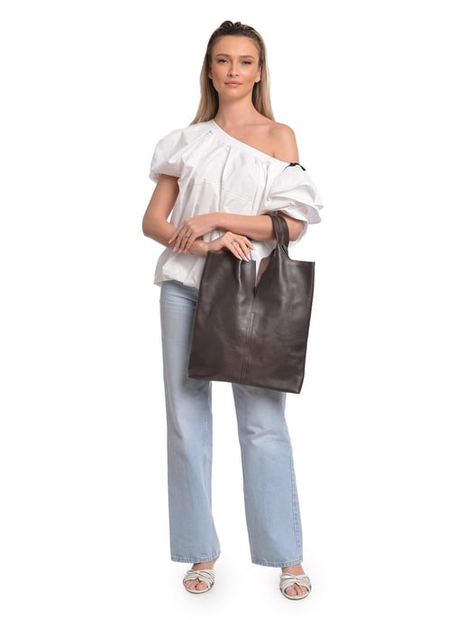 Anna Luchini Kastanienbraun Rindsledertasche - Image 5