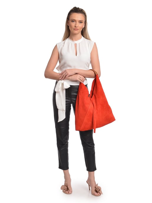 Anna Luchini Rot Rindsledertasche - Image 5
