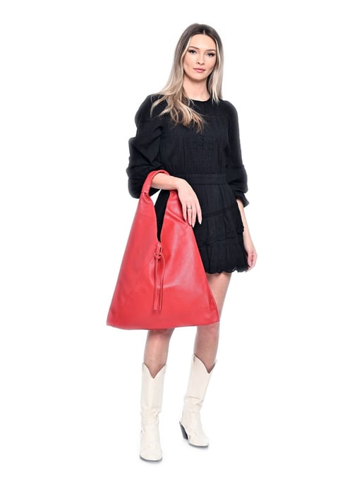 Anna Luchini Rot Rindsledertasche - Image 5
