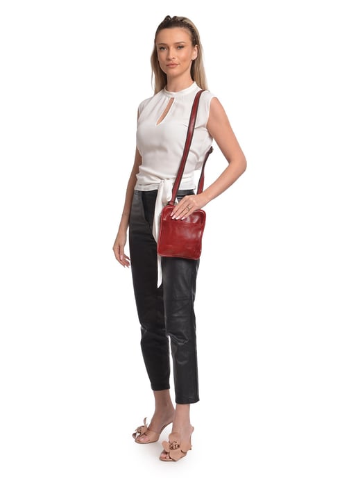 Anna Luchini Rot Rindsledertasche - Image 5