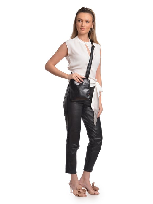 Anna Luchini Schwarz Rindsledertasche - Image 5