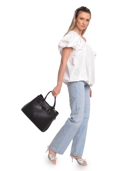 Anna Luchini Schwarz Rindsledertasche - Image 5