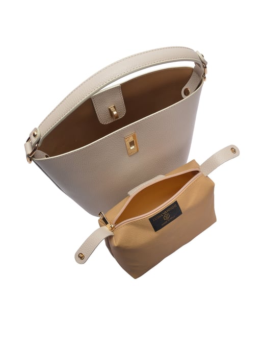 Luisa Vannini Beige Rindsledertasche - Image 4