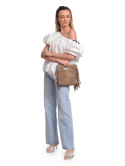Anna Luchini Beige Rindsledertasche - Image 5