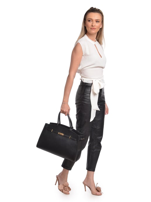 Anna Luchini Schwarz Rindsledertasche - Image 5