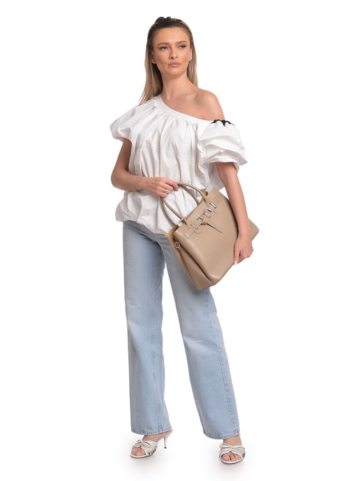 Anna Luchini Beige Rindsledertasche - Image 5