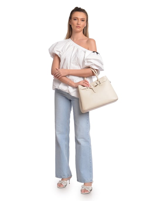 Anna Luchini Beige Rindsledertasche - Image 5