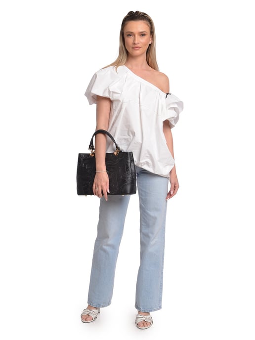 Anna Luchini Schwarz Rindsledertasche - Image 5