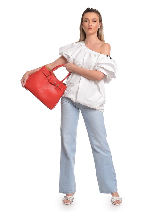 Anna Luchini Rot Rindsledertasche - Image 5