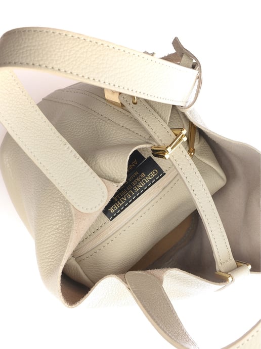 Anna Luchini Beige Rindsledertasche - Image 4