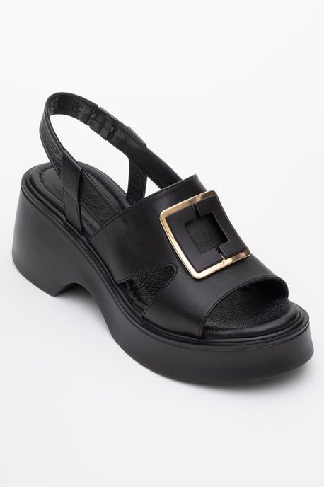 Lucia Leder Schnalle Plateau Sandale - Image 2