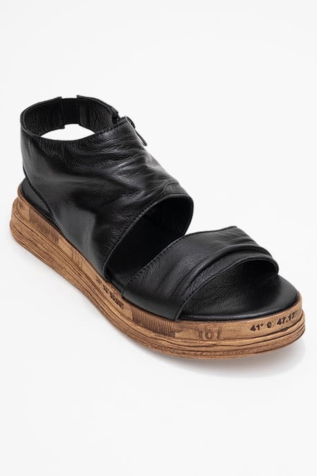 Lunas Leder Side-Zip Flach Absatz Sandale - Image 3