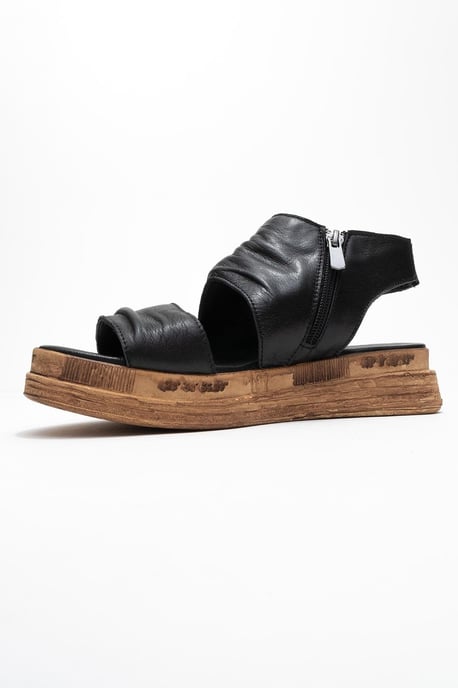 Lunas Leder Side-Zip Flach Absatz Sandale - Image 4