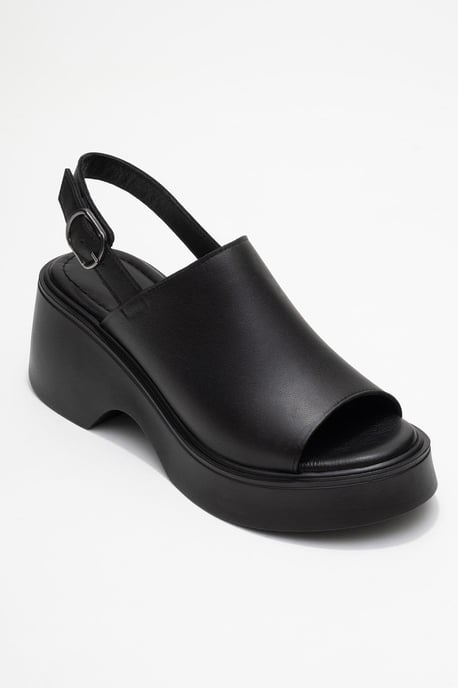 Power Leder Plateau Keilabsatz Sandalen (Women) - Image 1