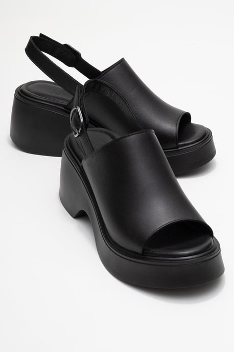 Power Leder Plateau Keilabsatz Sandalen (Women) - Image 2