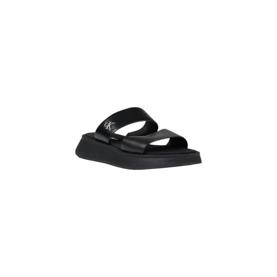 Calvin Klein Jeans Schwarze Leder Flache Sandalen - Image 2