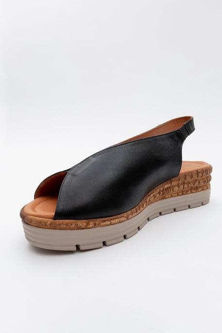Forever & Always Blom Plateau-Sandale aus Leder, Damenversion - Schwarz - Image 4