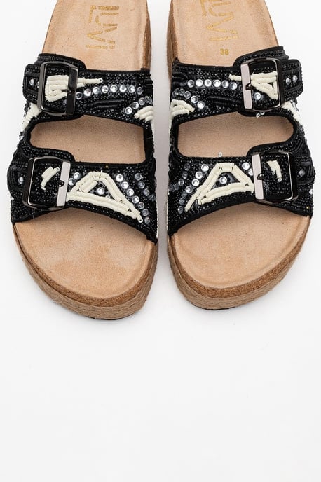 Bobby Beaded Straw Plateau Slide Sandale - Image 2