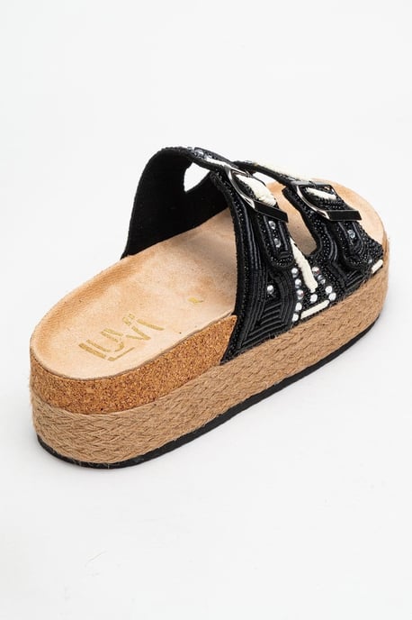Bobby Beaded Straw Plateau Slide Sandale - Image 5