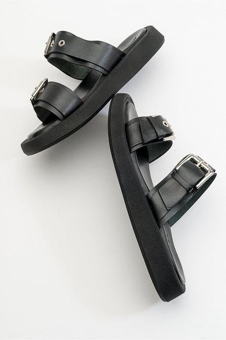 Forever & Always Two-Strap Ledersandale für Damen - Schwarz - Image 3