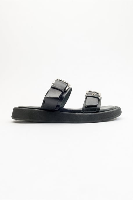 Forever & Always Two-Strap Ledersandale für Damen - Schwarz - Image 5