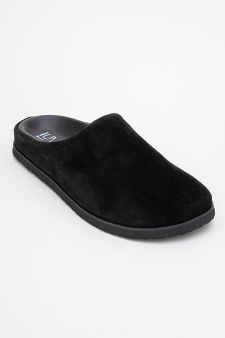 Forever & Always Suede-Leder-Slide-Sandale - Schwarz - Image 1