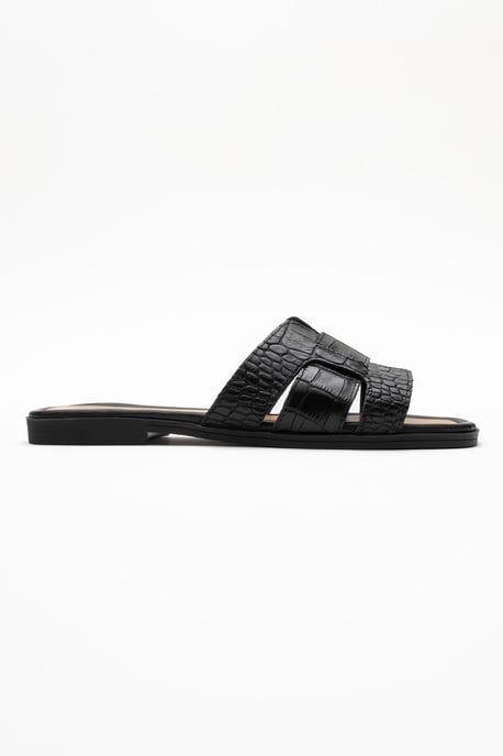 Forever & Always Lederflache Sandalen, Damen - Schwarz - Image 3