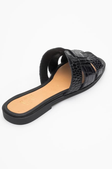 Forever & Always Lederflache Sandalen, Damen - Schwarz - Image 4