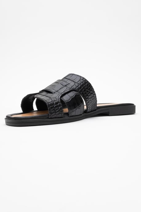 Forever & Always Lederflache Sandalen, Damen - Schwarz - Image 5