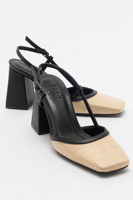 Rivie Raffia Blockabsatz-Pumps mit eckiger Zehenpartie (Damen) - Image 1