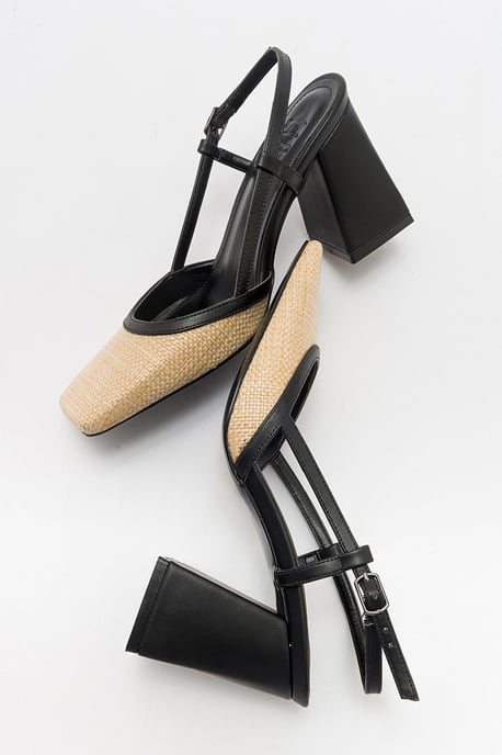 Rivie Raffia Blockabsatz-Pumps mit eckiger Zehenpartie (Damen) - Image 2
