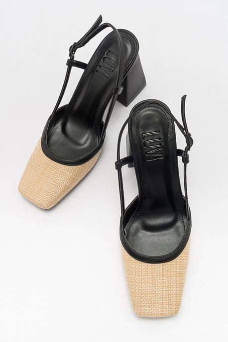 Rivie Raffia Blockabsatz-Pumps mit eckiger Zehenpartie (Damen) - Image 3
