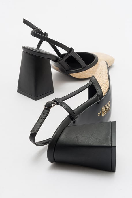 Rivie Raffia Blockabsatz-Pumps mit eckiger Zehenpartie (Damen) - Image 4